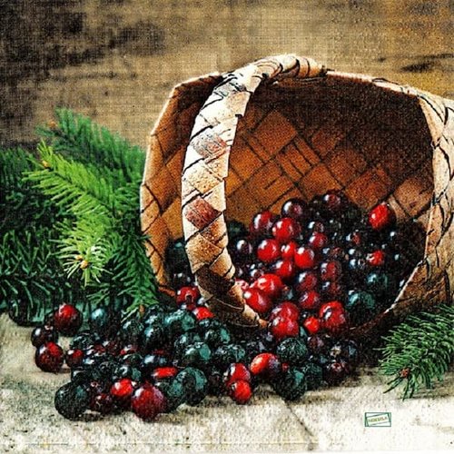 2 serviettes papier- fruits rouge -39