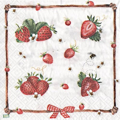 2 serviettes papier - fruits rouge -45