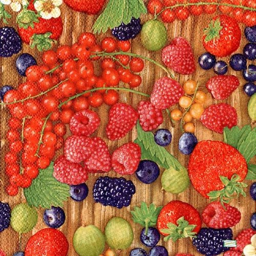 2 serviettes papier - fruits rouge -49
