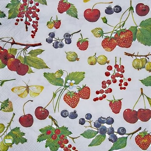 2 serviettes papier - fruits rouge -59