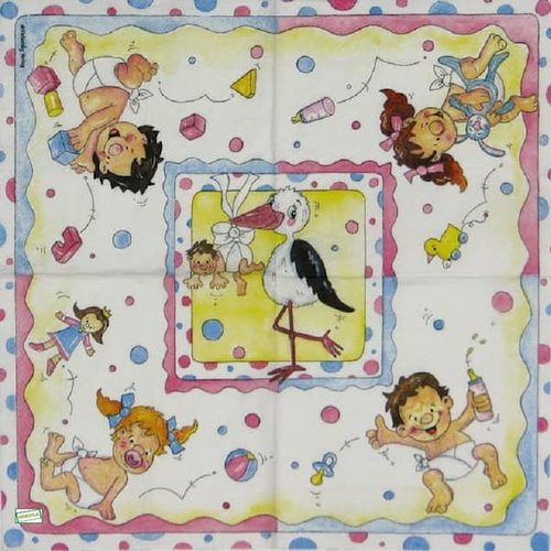 2 serviettes papier- les bébés -57