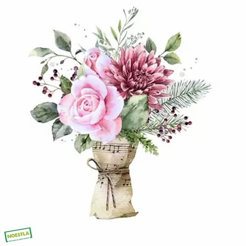 2 serviettes papier -roses pivoines-10
