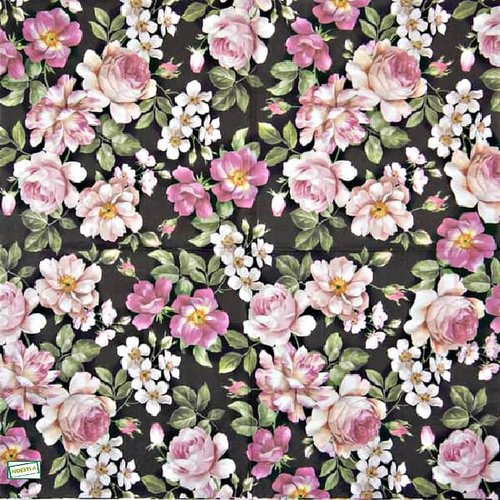 2 serviettes papier -roses pivoines-30