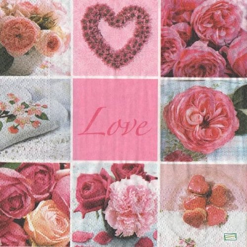 2 serviettes papier -roses pivoines-38