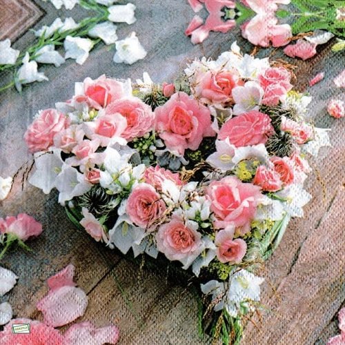 2 serviettes papier -roses pivoines-44