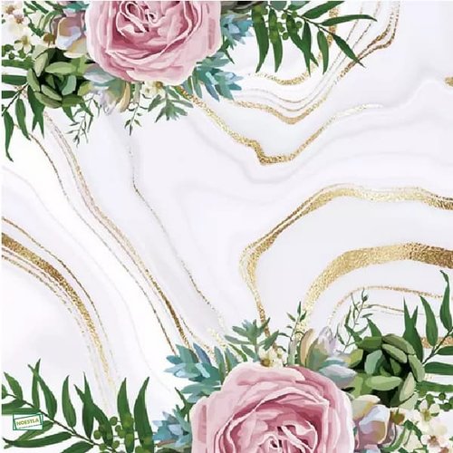 2 serviettes papier -roses pivoines-47