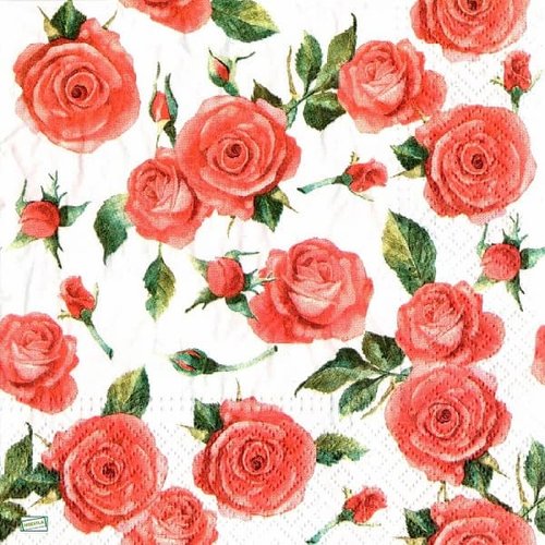 2 serviettes papier -roses pivoines-50