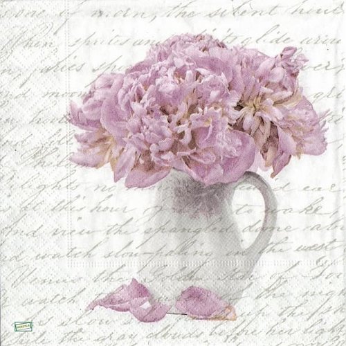 2 serviettes papier -roses pivoines-54