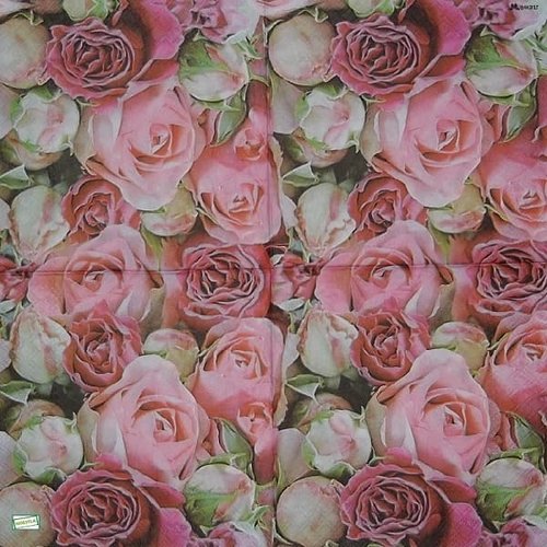 2 serviettes papier -roses pivoines-61