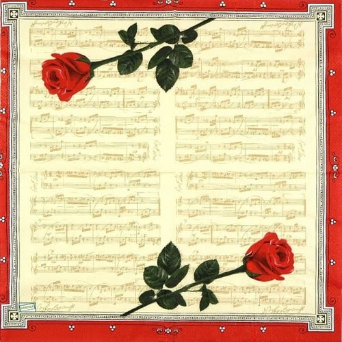 2 serviettes papier -roses pivoines-65