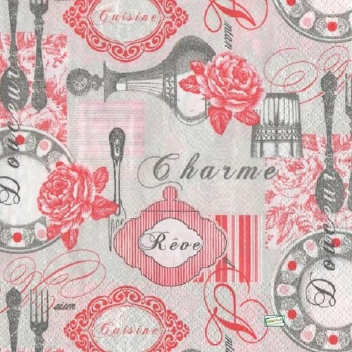 2 serviettes papier -roses pivoines-68