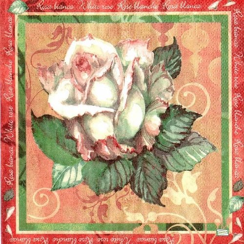 2 serviettes papier -roses pivoines-80