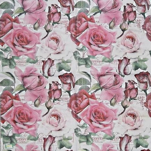 2 serviettes papier -roses pivoines-85