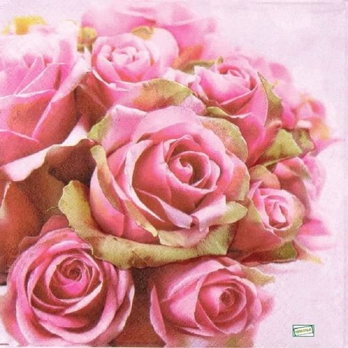 2 serviettes papier -roses pivoines-88