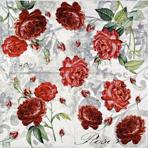 2 serviettes papier -roses pivoines-89