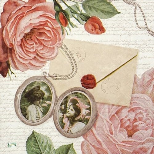 2 serviettes papier -roses pivoines-93
