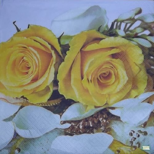2 serviettes papier -roses pivoines-95