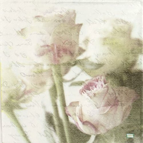 2 serviettes papier -roses pivoines-100