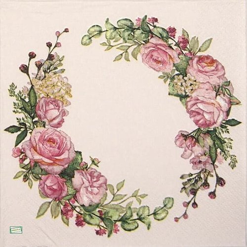 2 serviettes papier -roses pivoines-111