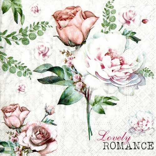 2 serviettes papier -roses pivoines-119