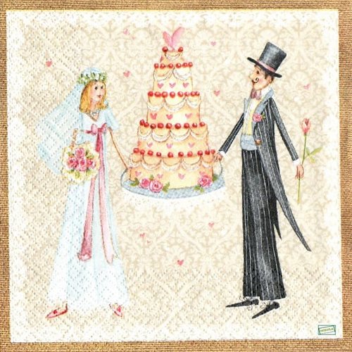 2 serviettes papier - mariage -3