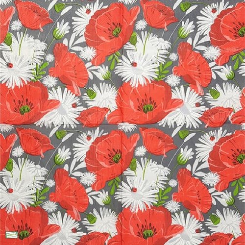 2 serviettes papier - coquelicots lavande -9