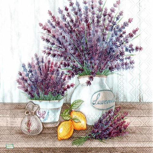 2 serviettes papier - coquelicots lavande -12