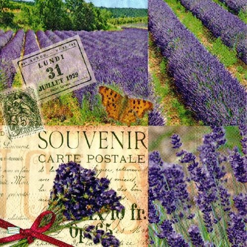 2 serviettes papier - coquelicots lavande -15