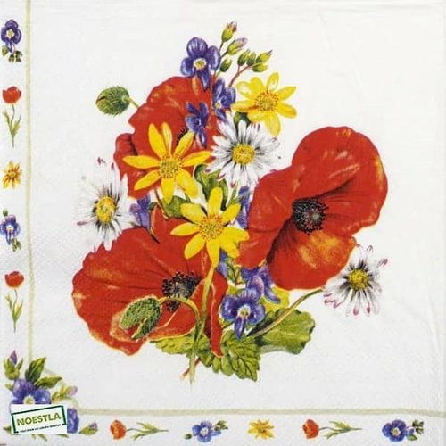2 serviettes papier - coquelicots lavande -19
