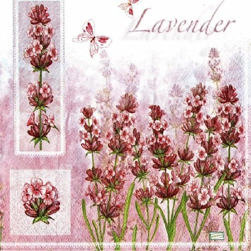 2 serviettes papier - coquelicots lavande -27