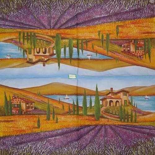 2 serviettes papier - coquelicots lavande -32