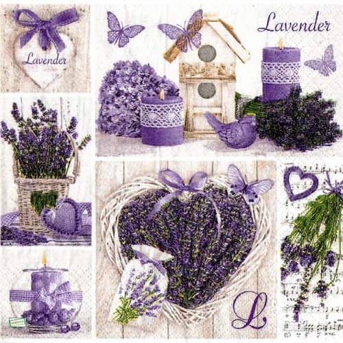 2 serviettes papier - coquelicots lavande -39