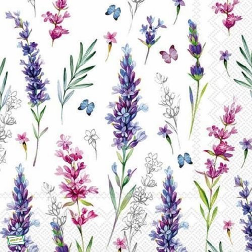 2 serviettes papier - coquelicots lavande -44