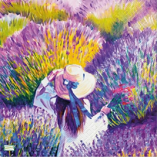 2 serviettes papier - coquelicots lavande -48