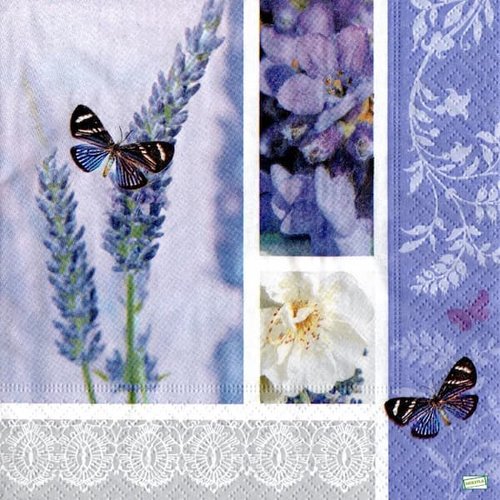 2 serviettes papier - coquelicots lavande -53