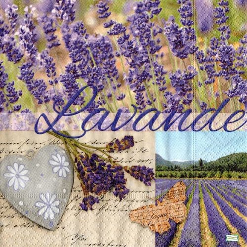 2 serviettes papier - coquelicots lavande -54