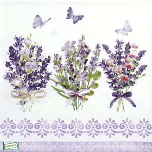 2 serviettes papier - coquelicots lavande -57