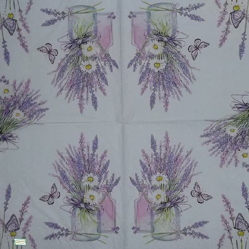 2 serviettes papier - coquelicots lavande -77