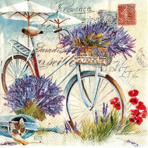 2 serviettes papier - coquelicots lavande -80
