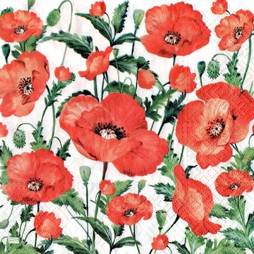 2 serviettes papier - coquelicots lavande -87
