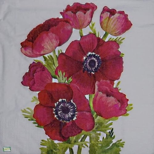 2 serviettes papier - coquelicots lavande -94