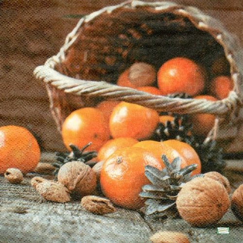 2 serviettes papier  - citrons oranges -3