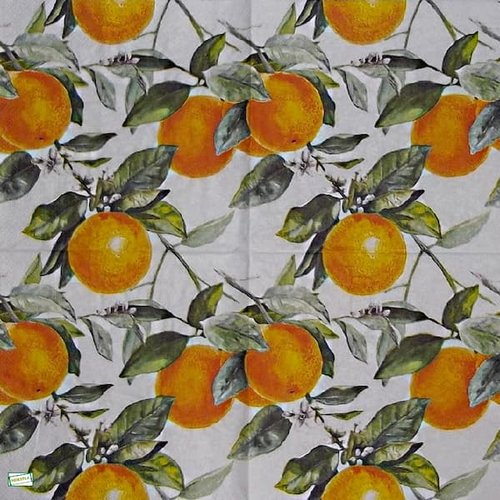 2 serviettes papier - citrons oranges -6