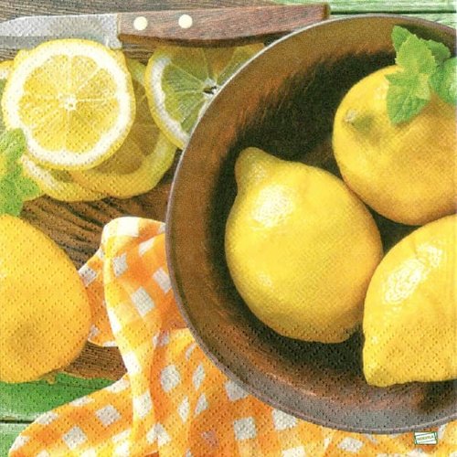 2 serviettes papier  - citrons oranges -20