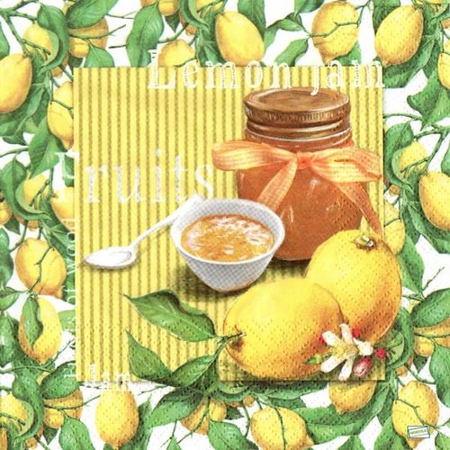 2 serviettes papier  - citrons oranges -21