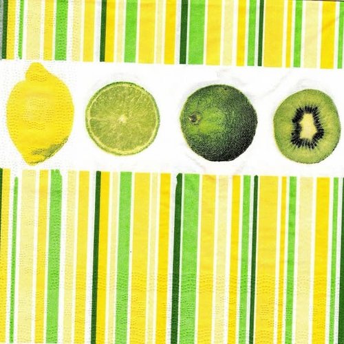 2 serviettes papier  - citrons oranges -27