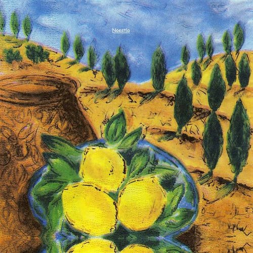 2 serviettes papier  - citrons oranges -32
