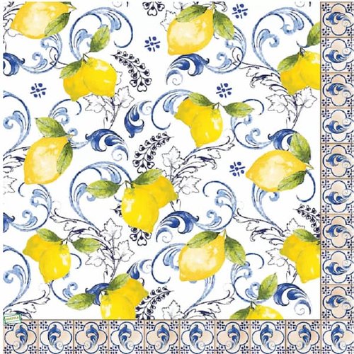 2 serviettes papier - citrons oranges -50