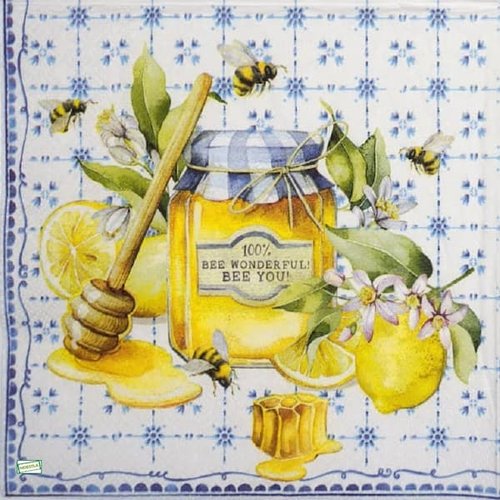 2 serviettes papier  - citrons oranges -57