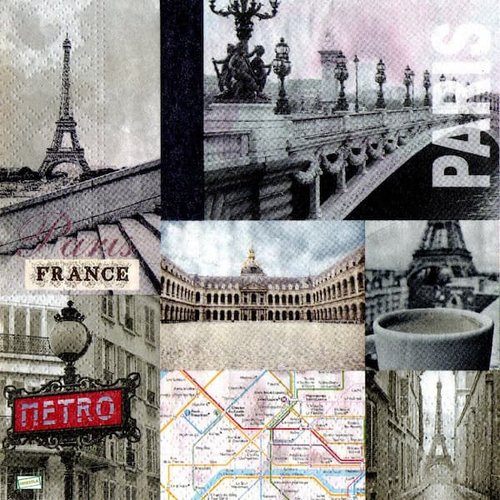 2 serviettes  papier - monuments -75